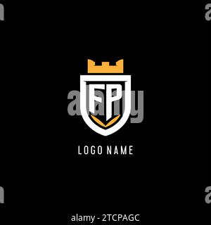 FP monogram logo initial with crown and shield guard shape style vector ...