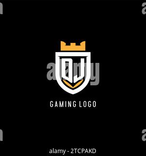 Initial DJ logo with shield, esport gaming logo monogram style vector graphic Stock Vector