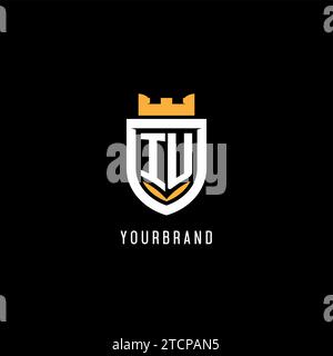 Initial IU logo with shield, esport gaming logo monogram style vector graphic Stock Vector