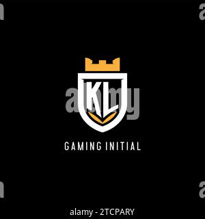 Initial KL logo with shield, esport gaming logo monogram style vector graphic Stock Vector