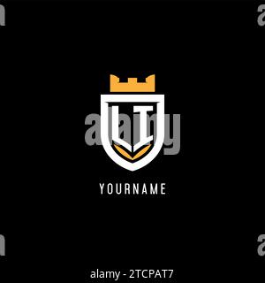 LI monogram logo initial with crown and shield guard shape style vector ...