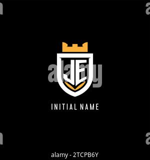 Initial JE logo with shield, esport gaming logo monogram style vector graphic Stock Vector