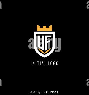 Initial UF logo with shield, esport gaming logo monogram style vector graphic Stock Vector