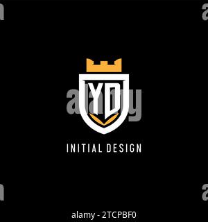 Initial YD logo with shield, esport gaming logo monogram style vector graphic Stock Vector