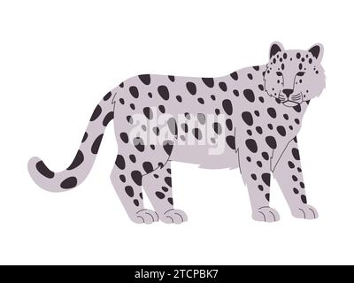 snow leopard big cat wild animal danger carnivore predator hunter creature winter environment Stock Vector