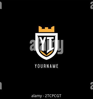 YI monogram logo initial with crown and shield guard shape style vector ...