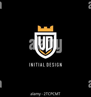 Initial VD logo with shield, esport gaming logo monogram style vector graphic Stock Vector