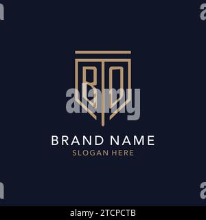 BO initial logo monogram with simple luxury shield icon design inspiration Stock Vector