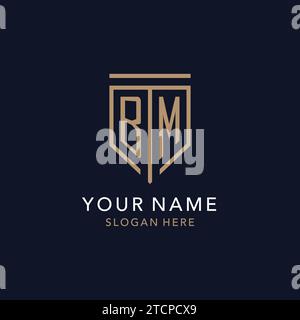 BM initial logo monogram with simple luxury shield icon design inspiration Stock Vector