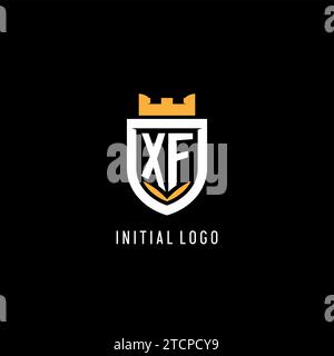 Initial XF logo with shield, esport gaming logo monogram style vector graphic Stock Vector