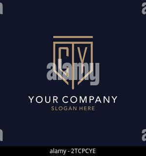 CY initial logo monogram with simple luxury shield icon design inspiration Stock Vector
