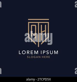 AH initial logo monogram with simple luxury shield icon design inspiration Stock Vector