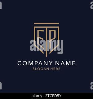EP initial logo monogram with simple luxury shield icon design inspiration Stock Vector
