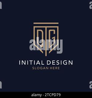 DG initial logo monogram with simple luxury shield icon design inspiration Stock Vector