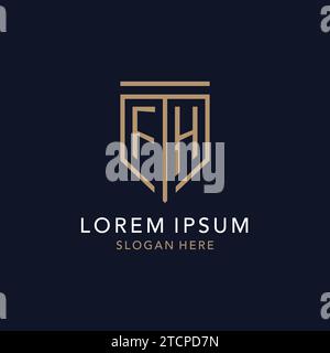 FH initial logo monogram with simple luxury shield icon design inspiration Stock Vector