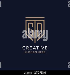 GD initial logo monogram with simple luxury shield icon design inspiration Stock Vector