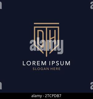 DH initial logo monogram with simple luxury shield icon design inspiration Stock Vector