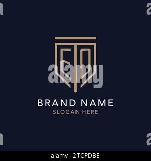 EO initial logo monogram with simple luxury shield icon design inspiration Stock Vector