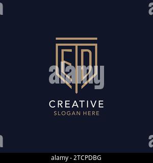 ED initial logo monogram with simple luxury shield icon design inspiration Stock Vector