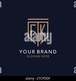 FK initial logo monogram with simple luxury shield icon design inspiration Stock Vector