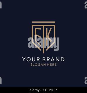 EK initial logo monogram with simple luxury shield icon design inspiration Stock Vector