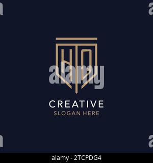 HQ initial logo monogram with simple luxury shield icon design inspiration Stock Vector