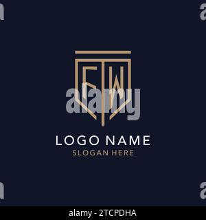 FW initial logo monogram with simple luxury shield icon design inspiration Stock Vector