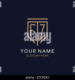 FZ initial logo monogram with simple luxury shield icon design inspiration Stock Vector