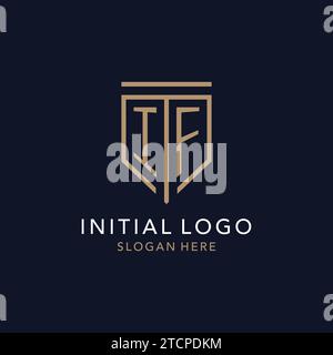 IF initial logo monogram with simple luxury shield icon design inspiration Stock Vector