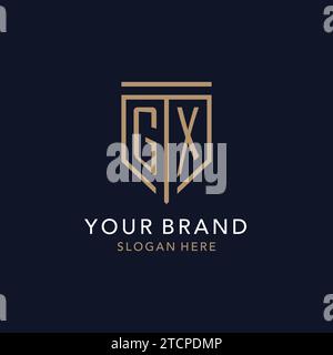 GX initial logo monogram with simple luxury shield icon design inspiration Stock Vector