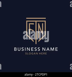 FN initial logo monogram with simple luxury shield icon design inspiration Stock Vector