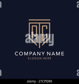 AC initial logo monogram with simple luxury shield icon design inspiration Stock Vector