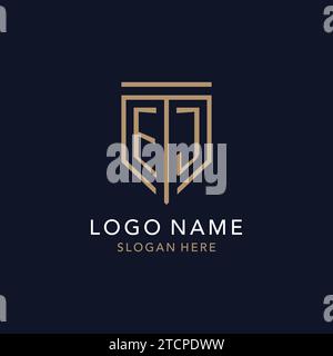 EJ initial logo monogram with simple luxury shield icon design inspiration Stock Vector
