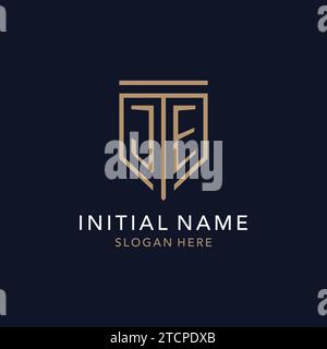 JE initial logo monogram with simple luxury shield icon design inspiration Stock Vector