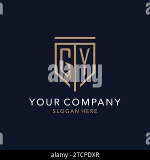 GY initial logo monogram with simple luxury shield icon design inspiration Stock Vector