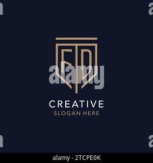 FD initial logo monogram with simple luxury shield icon design inspiration Stock Vector