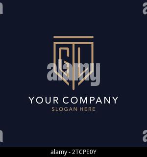 GL initial logo monogram with simple luxury shield icon design inspiration Stock Vector