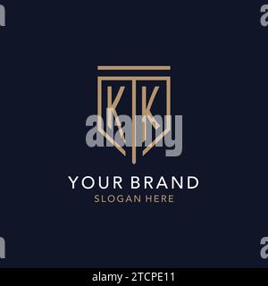 KK initial logo monogram with simple luxury shield icon design inspiration Stock Vector