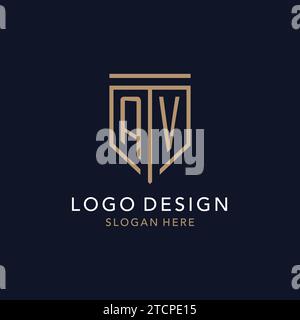 AV initial logo monogram with simple luxury shield icon design inspiration Stock Vector