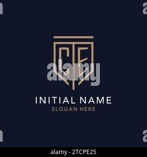 CE initial logo monogram with simple luxury shield icon design inspiration Stock Vector