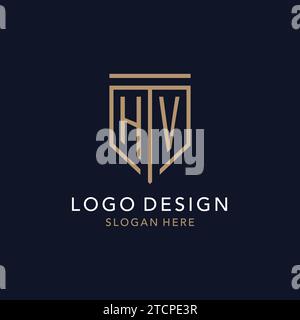 HV initial logo monogram with simple luxury shield icon design inspiration Stock Vector