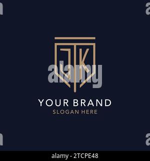 JK initial logo monogram with simple luxury shield icon design inspiration Stock Vector