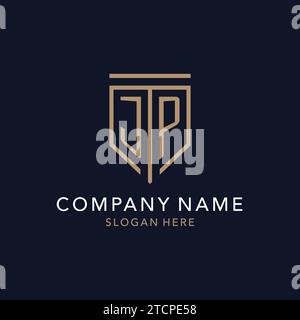JP initial logo monogram with simple luxury shield icon design inspiration Stock Vector