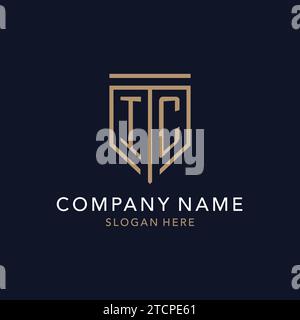 IC initial logo monogram with simple luxury shield icon design inspiration Stock Vector