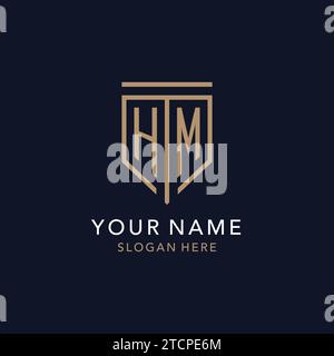 HM initial logo monogram with simple luxury shield icon design inspiration Stock Vector
