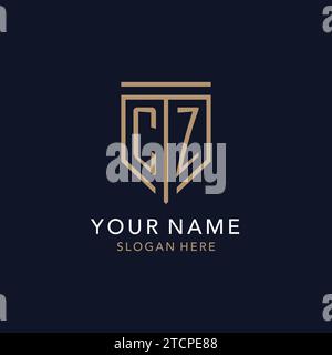 CZ initial logo monogram with simple luxury shield icon design inspiration Stock Vector