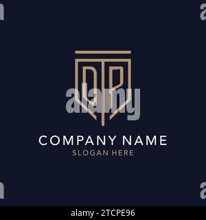 DP initial logo monogram with simple luxury shield icon design inspiration Stock Vector