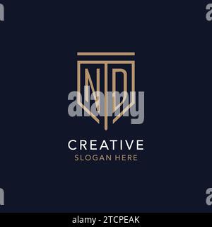 ND initial logo monogram with simple luxury shield icon design inspiration Stock Vector
