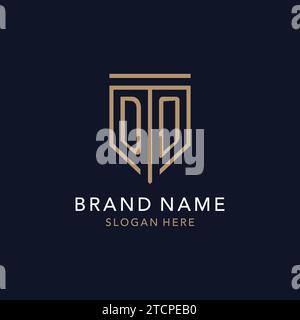 DO initial logo monogram with simple luxury shield icon design inspiration Stock Vector