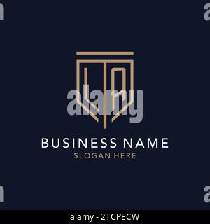 LA initial logo monogram with simple luxury shield icon design inspiration Stock Vector